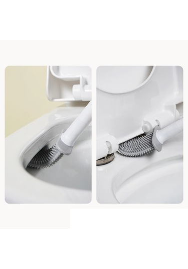 Liangmei 1 Duvara Asılan Uzun Saplı Tuvalet Fırçası, Silikon Ahşap