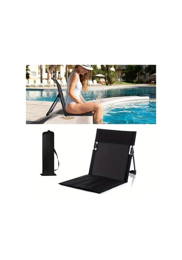 Sinuoshop Siyah 3ü 1 Açılır Havuz Şezlongu Taşınabilir Oxford Kumaş Demir Çerçeve Siyah