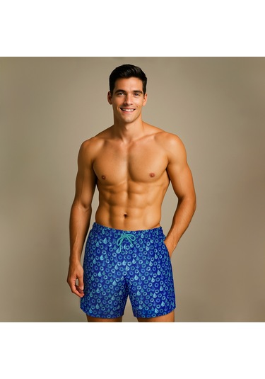 Anemoss Yelken Üç Cepli İçi Fileli Bel Lastik Ve Bağlama İpli Erkek Deniz Şortu Çok Renkli