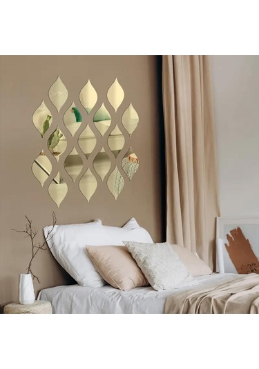 Su Damlası Pleksi Ayna 14x7cm 5 Adet - Gold Gold