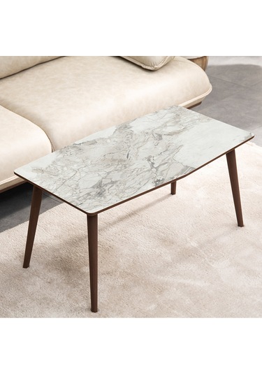 Vovvahome Vega Mdf Ahşap Orta Sehpa - Beyaz Mermer
