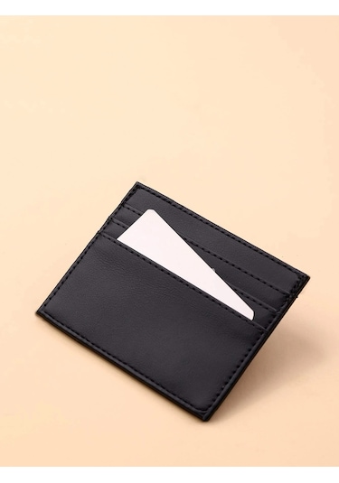 Unisex Mini Ve İnce Deri Dizme Kartlık Portföy Siyah
