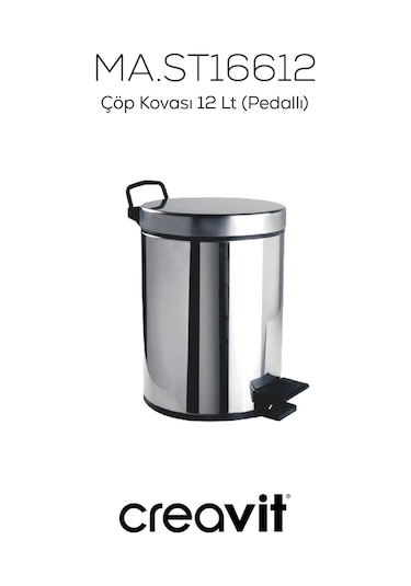Creavit Çöp Kovası 12 Lt Pedallı Krom
