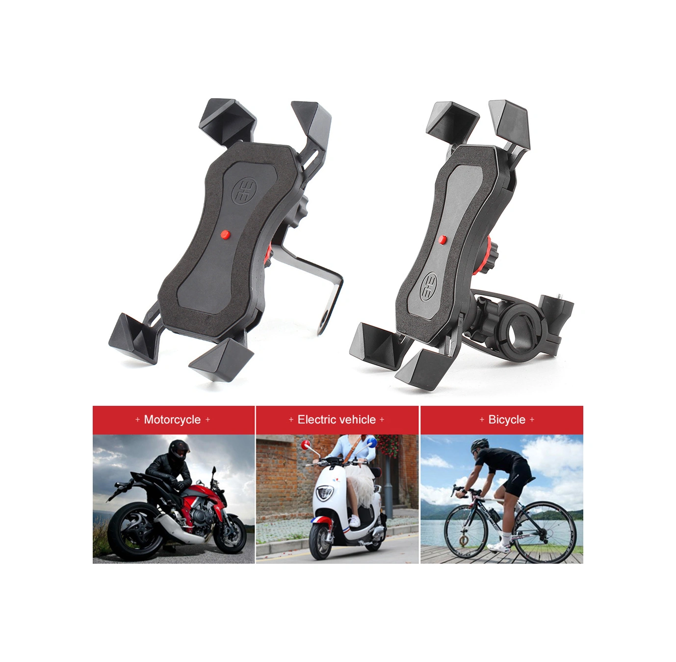 Yunboo Bisiklet Telefon Tutucu, Elektrikli Araçlar İçin Dayanıklı Abs Malzeme, Dört Tırnaklı Koruma, Navigasyon Ve Şarj Kolaylığı Sağlar Siyah