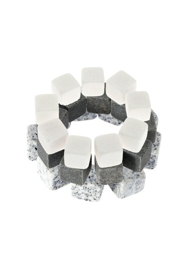 Pazly 9 Adet Beyaz Granit İçecek Soğutma Taşı - Viski, Bira Soğutucu Buzsuz Beyaz