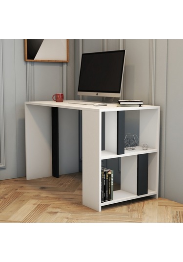 Variant Lima Çalışma Masası Ve Kitaplık Takımı - Beyaz / Antrasit Antrasit - Beyaz