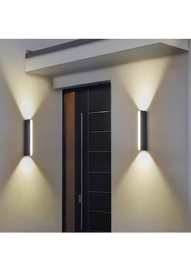 12 Watt Optik Çift Yönlü Dış Ve İç Mekan Uyumlu Duvar Led Apl... Siyah