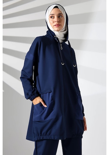 Kadın Mevsimlik Penye Alt Üst Spor Ve Rahat Lacivert Tesettür Takım Lacivert