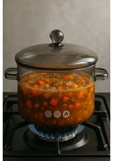 Morponi Borosilikat Cam Tencere 1.9 Lt Füme Şeffaf