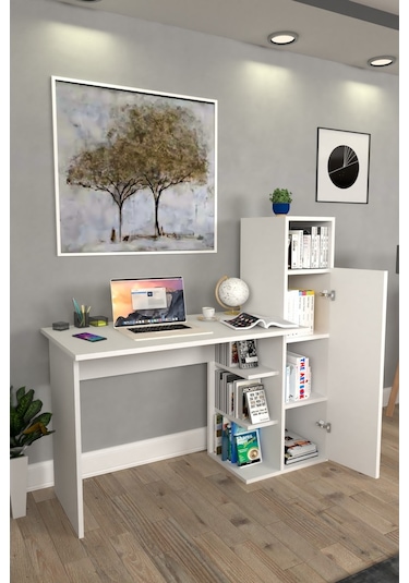 Moonlife Diamond Dolaplı Çalışma Masası Beyaz