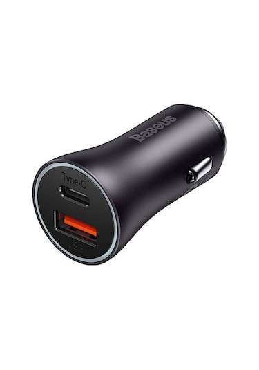 Baseus Golden Contactor Dual 60W Type-C+ Usb Hızlı Araç Çakmaklı Siyah