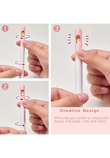 6 Parça Karikatür Sevimli Jel Kalemler, Komik Kalem, 0.5mm Çabuk Kuruyan Siyah Mürekkep Kalem