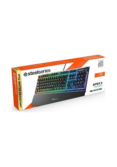 Steelseries Apex 3 USB Kablolu IP32 Suya Dayanıklı RGB Oyuncu Q Klavye