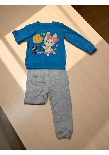 2iplik Takım Baskılı Mavi