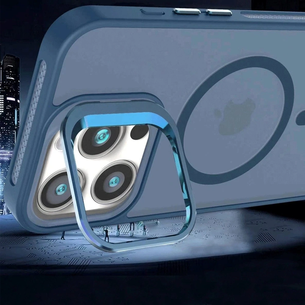 İphone 14 Pro Max Kılıf Armor Seri Magsafe Uyumlu Stand Özellikli Kamera Lensli Kapak Derin Mor