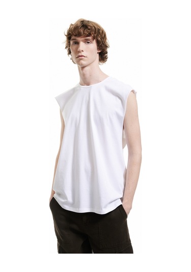 Koton Pamuklu Bisiklet Yaka Basic Kolsuz Tişört Beyaz 5sam30001mk Beyaz