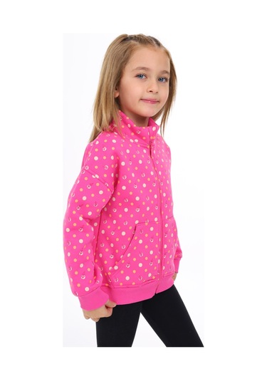 Toontoy Kız Çocuk Baskılı Hırka Koyu Fuşya