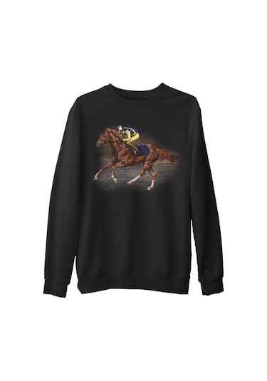 At 7 Siyah Erkek Kalın Sweatshirt