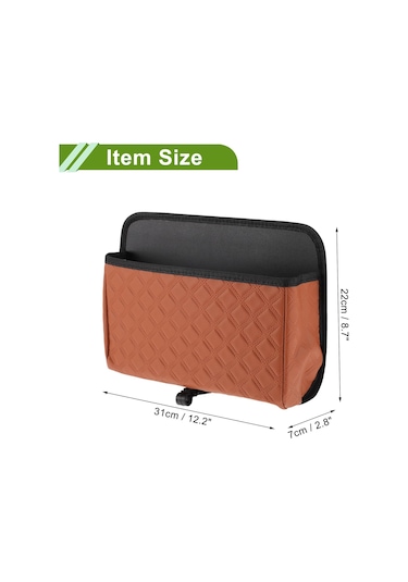 Kahverengi Evrensel 31 Cm Uzunluk 7 Cm Genişlik 22 Cm Yükseklik Araba Çöp Kutusu Askılı Çöp Kutusu Suni Deri 1 Adet Askılı