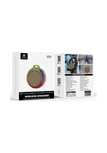 Lenyes S223 Rgb Işıklı Askı Aparatlı Mini Bluetooth Speaker Hoparlör V5.3 Sarı