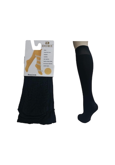 12'li Set Diz Altı Kalın Ten Göstermeyen Kadın Masaj Çorap-siyah Siyah