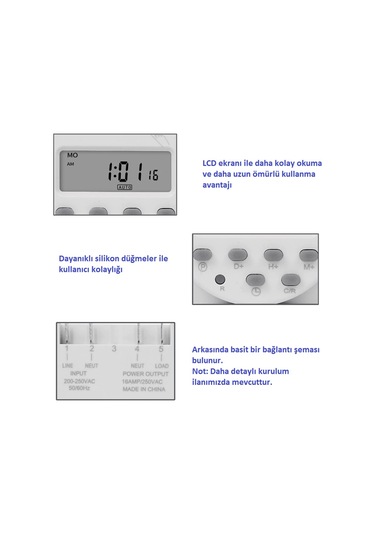 CN101A Programlanabilir Gecikmeli Haftalık 220 Volt Zaman Rölesi