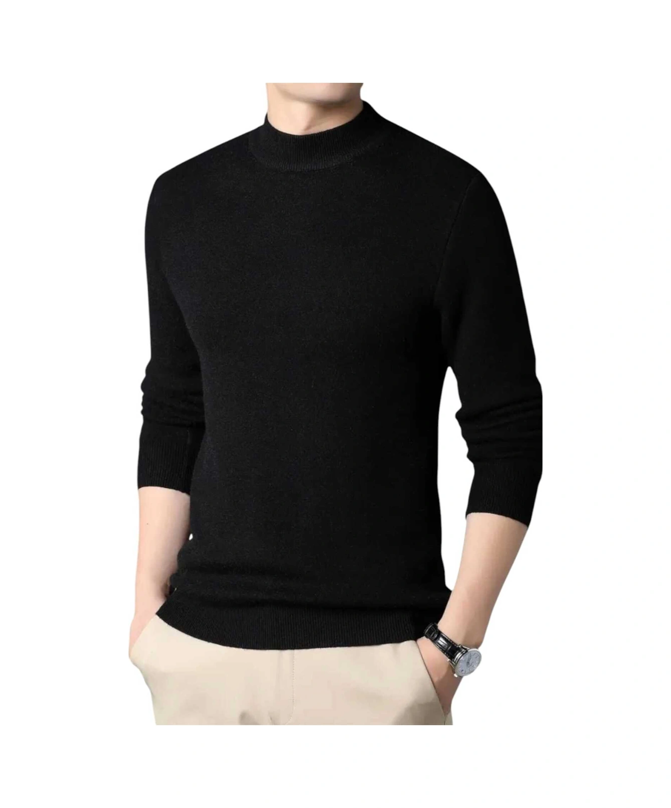 Tezzgelsin 3'lü Erkek Tüylenmeyen Yarım Boğazlı Triko Kazak Yarım Balıkçı Triko Kazak Siyah - Gri - Füme