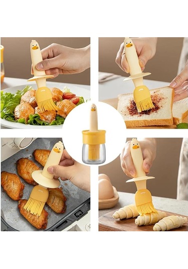 Yuntech01 Glasya Gıda Seviyesi Silikon Fırçalı Yağ Dağıtıcı - Isı Dayanıklı, Dışarıda Barbekü Ve Piknik İçin, Beyaz Çok Renkli