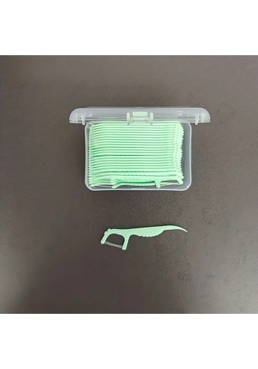 Willowhaven Yeşil Çift Hat 50 Adet Meyve Aromalı Diş İpi Çubukları Evde Seyahatte Derin Temizlik