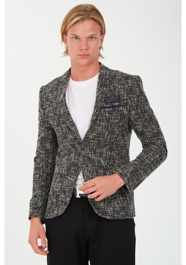 Sposo 5118 Dar Kalıp Kışlık Siyah Erkek Blazer Ceket Siyah