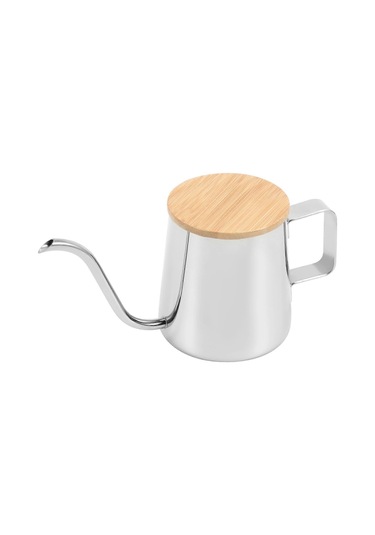 350 Ml Uzun Dar Ağızlı Kahve Potu Kaz Boynu Su Isıtıcısı Paslanmaz Çelik El Damlama Su Isıtıcısı Ahşap Kapaklı Kahve Ve Çay Potu Diğer