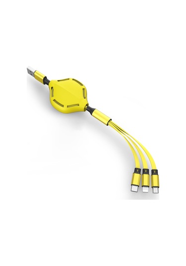 Suofeng 3.6ft Genişletilebilir 3-in-1 Şarj Kablosu: Lightning, Type-c, Micro Usb - Sarı 2a Hızlı Şarj, Silikon Malzeme