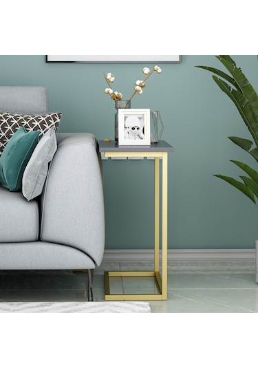 Narin Yan Sehpa, Metal Ayaklı Yan Sehpa, Ev-ofis - Antrasit/gold Antrasit/gold