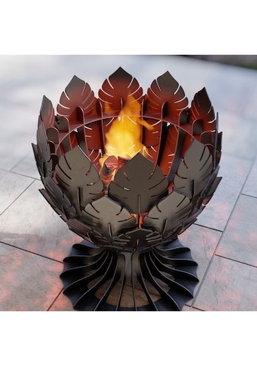 Yaprak Kadehi Ateş Çukuru Bahçeniz İçin Dekoratif Dayanıklı Siyah
