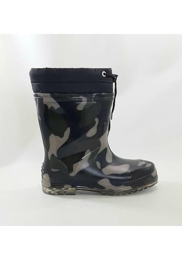 Çağrı Yeşil Kamuflaj Içi Yünlü Erkek Çocuk Yağmur Çizmesi -471424835