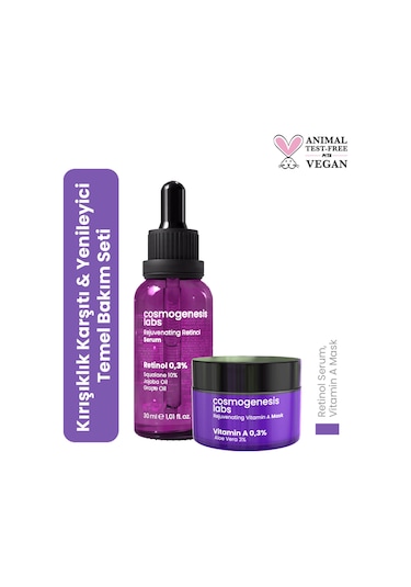 Cosmogenesis Labs Cosmogenesis Labs Kırışıklık Karşıtı ve Yenileyici Temel Cilt Bakım Seti Vegan