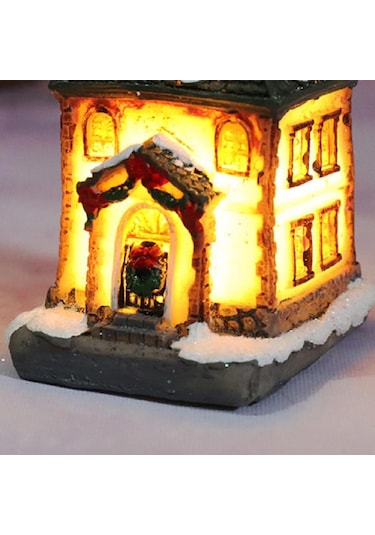 Springsun "mini Işıklı Noel Köyü Ev Dekoru - Led Aydınlatmalı, Pilli, Şık Ve Dayanıklı" Siyah