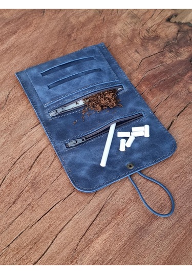 Tütün Kesesi Cüzdan Tütünlük Gerçek Deri Açık Boyut: 13cm 19cm Kapalı Boyut: 7cm 13cm