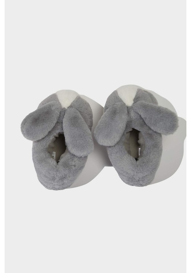 Defacto Kız Çocuk Tavşan Temalı Düz Taban Panduf C8424a825wngr41 Gri