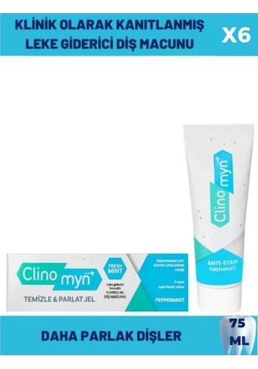 Clinomyn Temizle & Parlat Jel Diş Macunu 6 x 75 ML