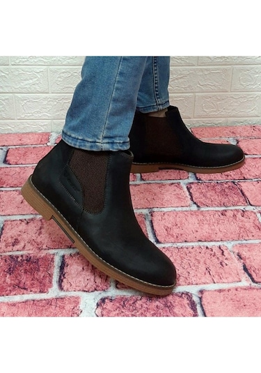 Voyager 3502 Kahve Renk Hakiki Deri Bilekte Bağcaksız Erkek Bot