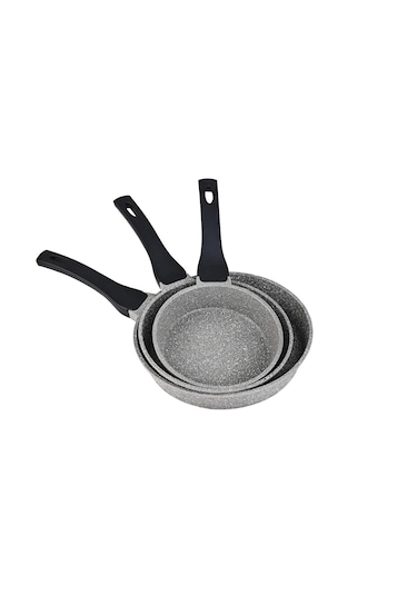 3 Parça Döküm Tava Seti - Gri