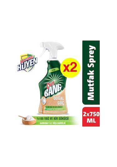 Cillit Bang Doğal Güç Mutfak Temizleyici %100 Yağ ve Kir Sökücü Karbonatlı Sprey 2 x 750 ML