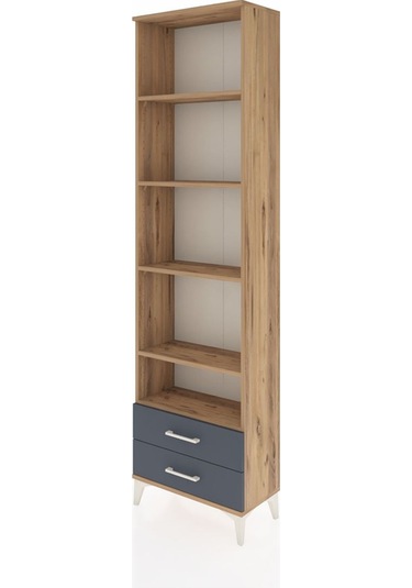 Arges Dolap 5 Raflı 2 Çekmeceli 60x30x221 Çam-antrasit Çam