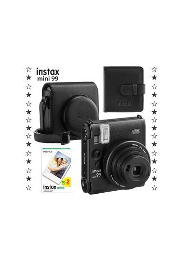 Instax Mini 99 Siyah Fotoğraf Makinesi 20'li Film Kare Albüm Ve Deri Kılıf Seti