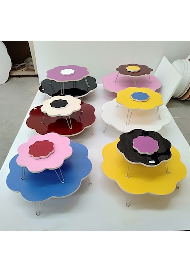 Arvenlive 40-60-70-80-90-100 Cm 7 Farklı Renkli Papatya Desenli Yer Sofrası