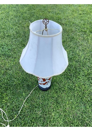 Çiçek Desenli Porselen Abajur 80 CM