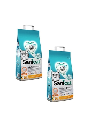 Sanicat Vanilya Mandalina Kokulu İnce Topaklaşan Bentonit Kedi Kumu 2 x 10 L