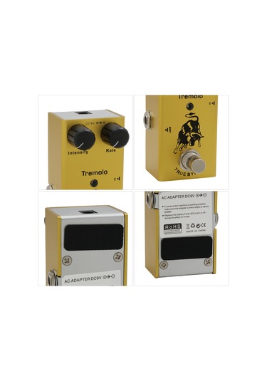 Yaozixa Tremolo Tipi Sarı Gitar Efekti - Irın Ef-09 Klasik Titreşim Fonksiyonu Metal Kutu