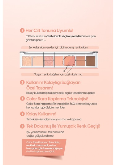 Pigmentli, 5 Farklı Dokulu Far Paleti Perıpera All Take Mood Palette 003 Can I Call You A Flower 003